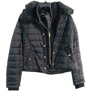 NWT Haute Monde Womens Black Puffer Coat Size Large